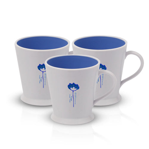 Flower Mug Pack of 3 - (250ml) Blue