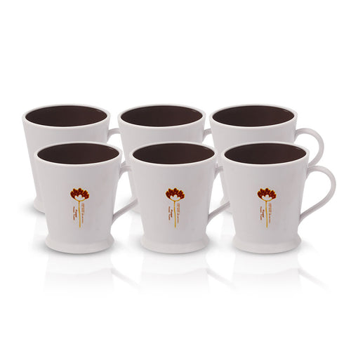 Flower Mug Pack of 6 - (250ml) Brown