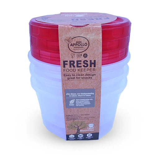 Fresh Food Container 3 pcs Set red Large 900ml