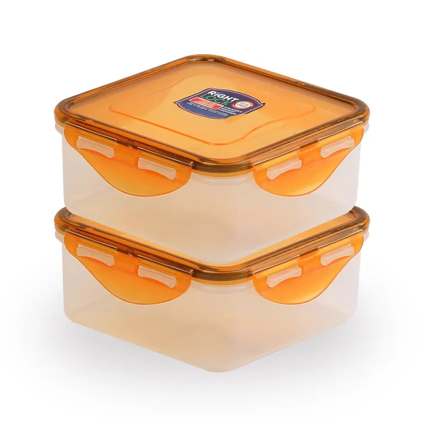 Right Lock Food Keeper 2pcs Set Medium in orange 600ml