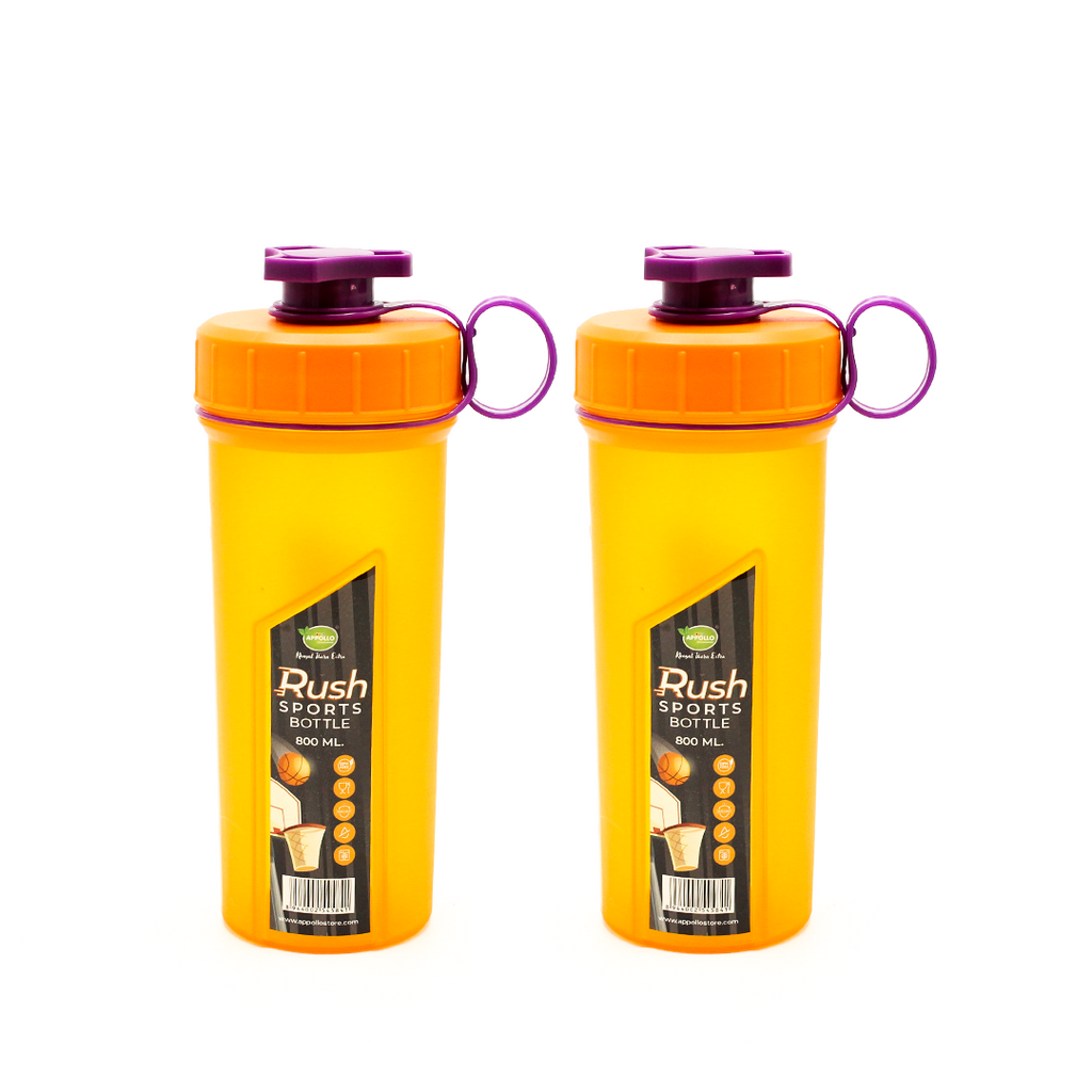 Rush Sports Water Bottle – 800ml & 1L sizes with twist-lock cap, spill-proof spout, and sturdy handle for gym, hiking, or daily hydration